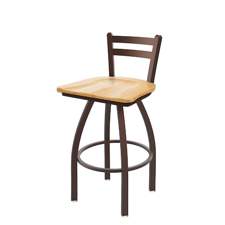Holland Bar Stool Co 25" Low Back Swivel Counter Stool, Bronze Finish, Nat Oak Seat 41125BZNatOak